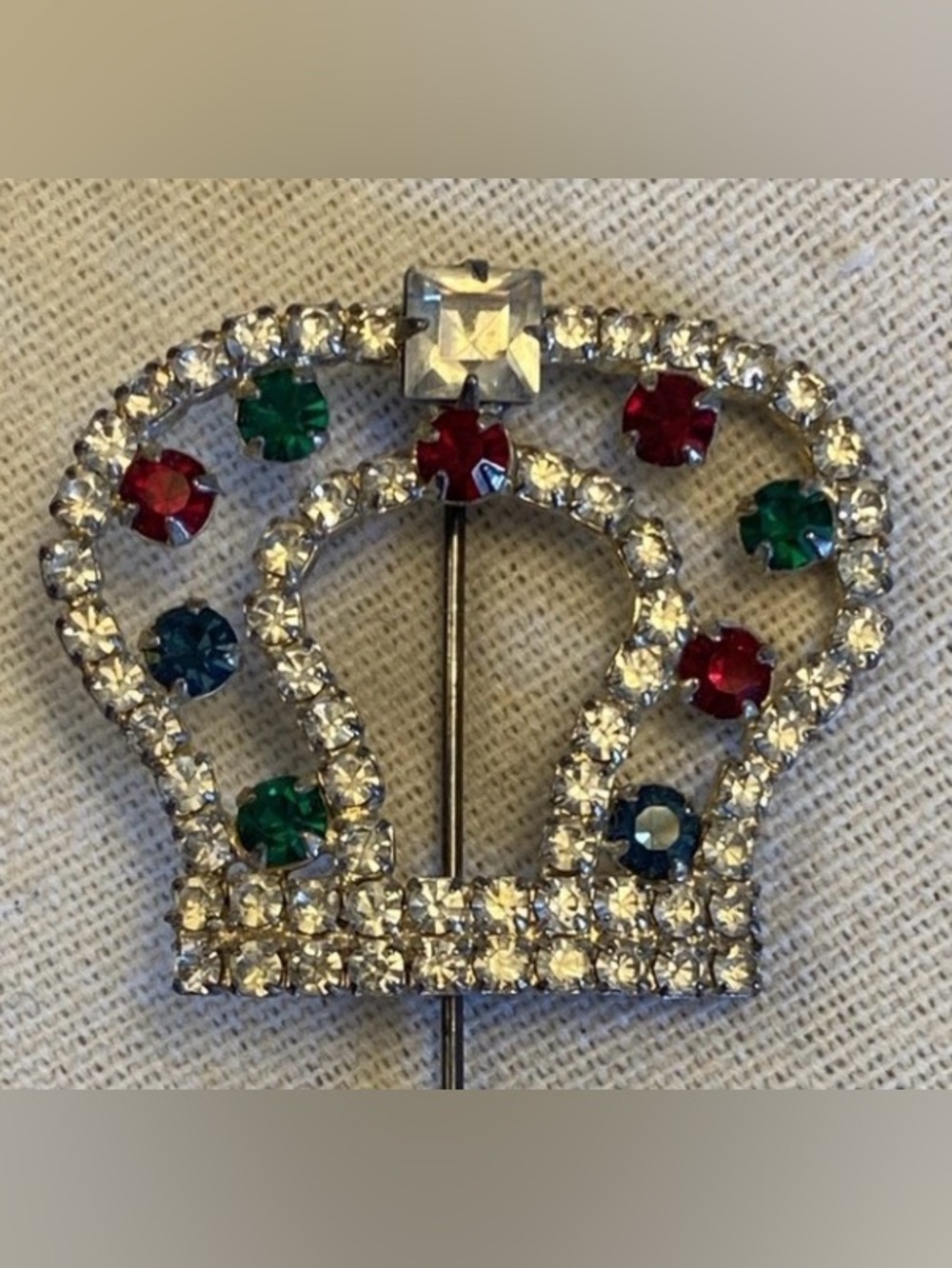 Vintage Multicolor Crown Brooch/Pin